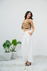 CLOUD CANVAS Wide-Leg Linen Trousers